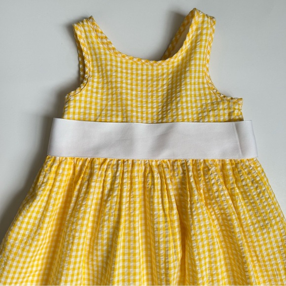Ralph Lauren Yellow and White Gingham Seersucker Dress and Bloomer, Size 12M - Picture 2 of 12